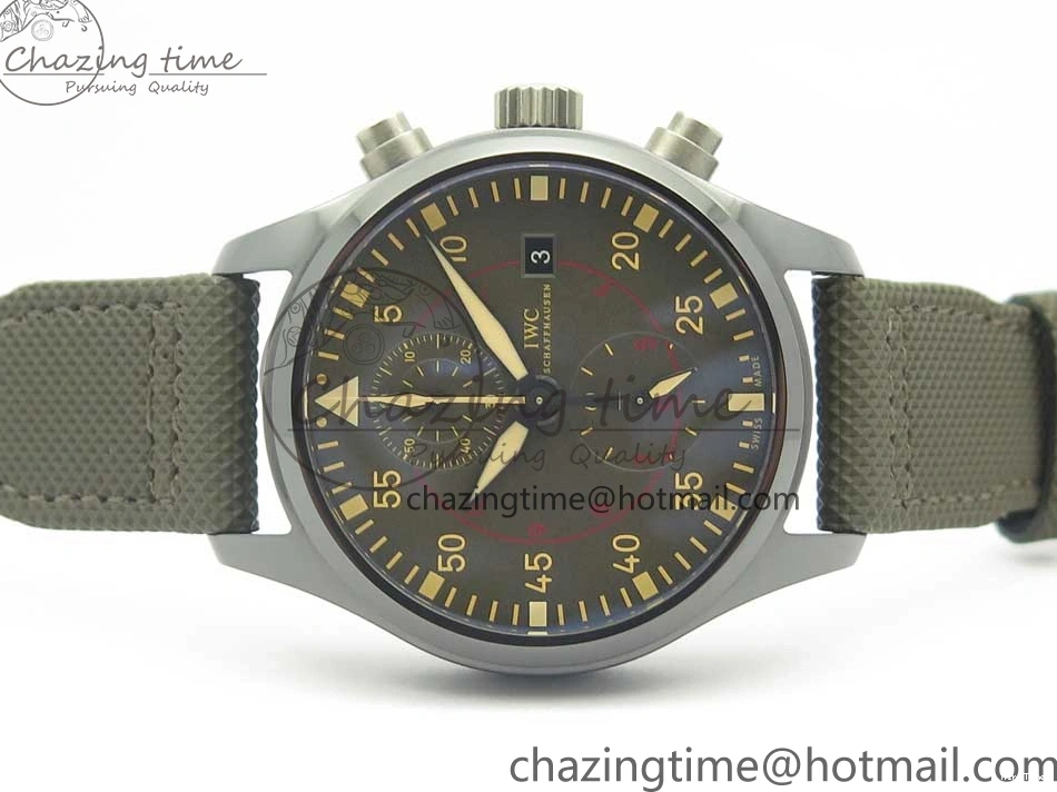MIROTIME 0519 Classic PILOT IW389001 ZF 1:1 Best Edition Ceramic Case Green Dial on Green Nylon Strap A7750 (Function Same As Genuine) 7160